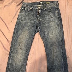 Mens 7 for all mankind jeans, blue, slimmy, slim, straight leg, 28x31